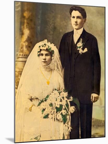 Husband and Wife in a Wedding Portait, Ca. 1916-null-Mounted Photographic Print