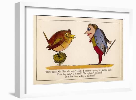 Hush! I Perceive a Young Bird in This Bush!-Edward Lear-Framed Art Print