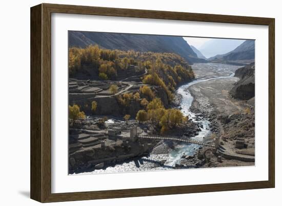 Hushe village beside a meandering river, Gilgit-Baltistan, northern Pakistan, Asia-Alex Treadway-Framed Photographic Print