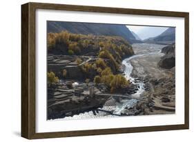 Hushe village beside a meandering river, Gilgit-Baltistan, northern Pakistan, Asia-Alex Treadway-Framed Photographic Print