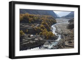 Hushe village beside a meandering river, Gilgit-Baltistan, northern Pakistan, Asia-Alex Treadway-Framed Photographic Print