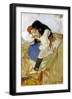 Husking Corn, 1885-Simon Hollosy-Framed Giclee Print