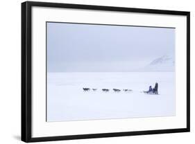 Husky Dog Sled at Dusk, Longyearbyen, Spitsbergen, Svalbard, Arctic Circle, Norway, Scandinavia-Stephen Studd-Framed Photographic Print