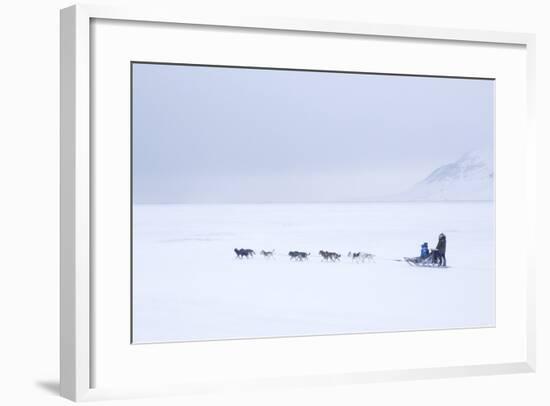 Husky Dog Sled at Dusk, Longyearbyen, Spitsbergen, Svalbard, Arctic Circle, Norway, Scandinavia-Stephen Studd-Framed Photographic Print