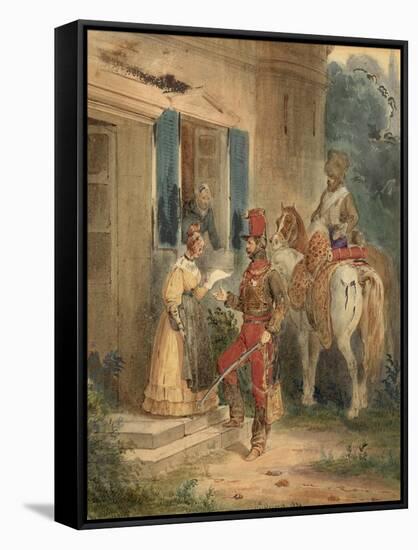 Hussars Delivering News-Joseph-louis-hippolyte Bellange-Framed Stretched Canvas