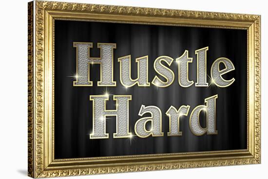 Hustle Hard Faux Framed-null-Stretched Canvas