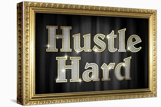 Hustle Hard Faux Framed-null-Stretched Canvas