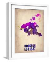 Huston Watercolor Map-NaxArt-Framed Art Print