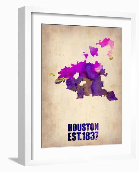 Huston Watercolor Map-NaxArt-Framed Art Print