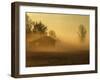 Hut and Mist at Sunrise with Ground Fog-null-Framed Photographic Print