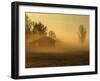 Hut and Mist at Sunrise with Ground Fog-null-Framed Photographic Print