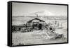 Hut and Mt. Erebus Photographed by Moonlight, 13th June 1911-Herbert Ponting-Framed Stretched Canvas