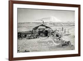 Hut and Mt. Erebus Photographed by Moonlight, 13th June 1911-Herbert Ponting-Framed Photographic Print