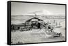 Hut and Mt. Erebus Photographed by Moonlight, 13th June 1911-Herbert Ponting-Framed Stretched Canvas