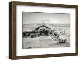 Hut and Mt. Erebus Photographed by Moonlight, 13th June 1911-Herbert Ponting-Framed Photographic Print