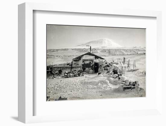 Hut and Mt. Erebus Photographed by Moonlight, 13th June 1911-Herbert Ponting-Framed Photographic Print