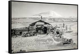 Hut and Mt. Erebus Photographed by Moonlight, 13th June 1911-Herbert Ponting-Framed Stretched Canvas