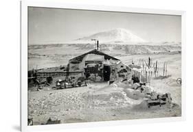 Hut and Mt. Erebus Photographed by Moonlight, 13th June 1911-Herbert Ponting-Framed Photographic Print