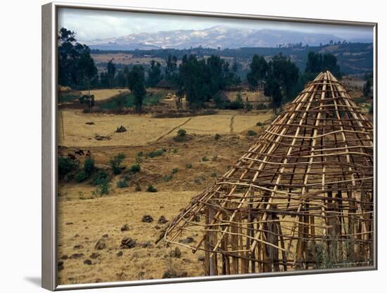 Hut Construction Above the Flatlands, Omo River Region, Ethiopia-Janis Miglavs-Framed Photographic Print