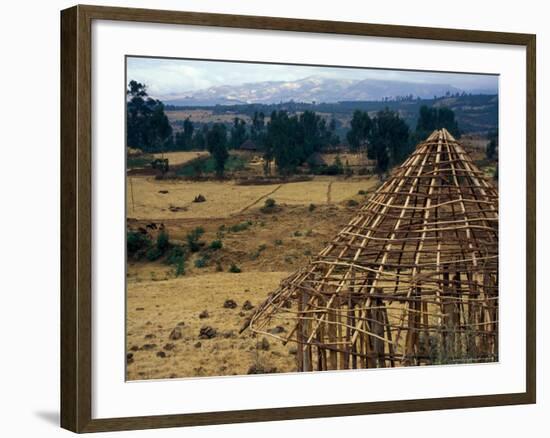 Hut Construction Above the Flatlands, Omo River Region, Ethiopia-Janis Miglavs-Framed Photographic Print