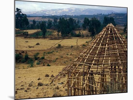 Hut Construction Above the Flatlands, Omo River Region, Ethiopia-Janis Miglavs-Mounted Photographic Print