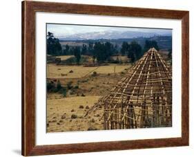 Hut Construction Above the Flatlands, Omo River Region, Ethiopia-Janis Miglavs-Framed Photographic Print