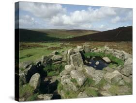 Hut Foundations, Grimspound Enclosure, Dartmoor, Devon, England, United Kingdom-Adam Woolfitt-Stretched Canvas