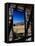 Hut Framed by Window of Burnt Log Cabin, Wind River Country, Lander, USA-Brent Winebrenner-Framed Stretched Canvas