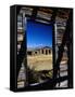 Hut Framed by Window of Burnt Log Cabin, Wind River Country, Lander, USA-Brent Winebrenner-Framed Stretched Canvas