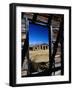 Hut Framed by Window of Burnt Log Cabin, Wind River Country, Lander, USA-Brent Winebrenner-Framed Photographic Print