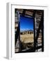 Hut Framed by Window of Burnt Log Cabin, Wind River Country, Lander, USA-Brent Winebrenner-Framed Photographic Print