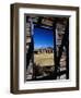 Hut Framed by Window of Burnt Log Cabin, Wind River Country, Lander, USA-Brent Winebrenner-Framed Photographic Print