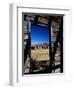 Hut Framed by Window of Burnt Log Cabin, Wind River Country, Lander, USA-Brent Winebrenner-Framed Photographic Print