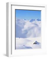 Hut in mountains, winter, Lenzerheide, Graubunden Canton, Switzerland-null-Framed Photographic Print