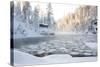 Hut near Pond in Winter Forest-Risto0-Stretched Canvas