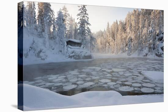 Hut near Pond in Winter Forest-Risto0-Stretched Canvas
