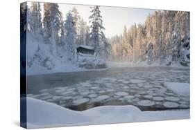 Hut near Pond in Winter Forest-Risto0-Stretched Canvas