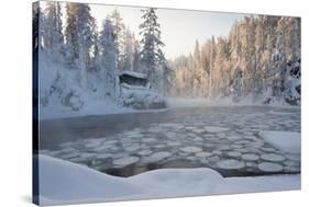 Hut near Pond in Winter Forest-Risto0-Stretched Canvas