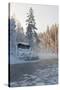 Hut near Pond in Winter Forest-Risto0-Stretched Canvas