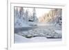 Hut near Pond in Winter Forest-Risto0-Framed Photographic Print