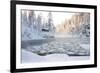 Hut near Pond in Winter Forest-Risto0-Framed Photographic Print