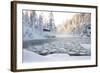 Hut near Pond in Winter Forest-Risto0-Framed Photographic Print