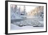 Hut near Pond in Winter Forest-Risto0-Framed Photographic Print