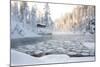 Hut near Pond in Winter Forest-Risto0-Mounted Photographic Print