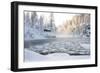 Hut near Pond in Winter Forest-Risto0-Framed Photographic Print