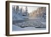 Hut near Pond in Winter Forest-Risto0-Framed Photographic Print