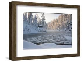 Hut near Pond in Winter Forest-Risto0-Framed Photographic Print