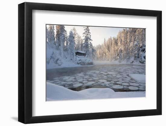 Hut near Pond in Winter Forest-Risto0-Framed Photographic Print