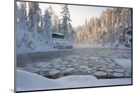 Hut near Pond in Winter Forest-Risto0-Mounted Photographic Print