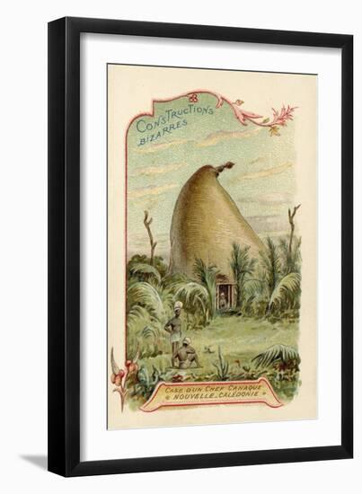 Hut of a Kanak Chief, New Caledonia-null-Framed Giclee Print